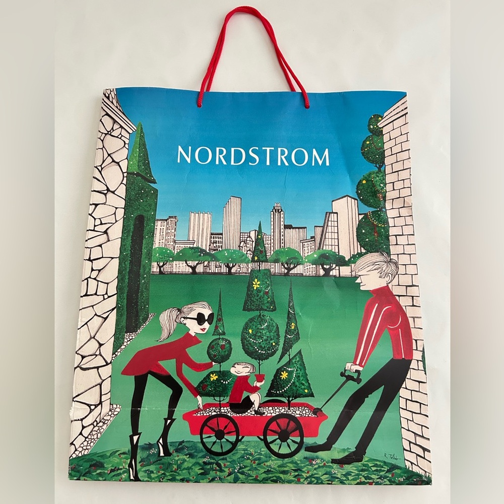 Nordstrom Paper Shopping Bag Holiday Christmas Festival Art Gift Bag 16”x19”x6”